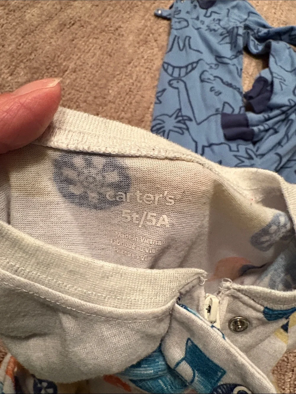 Kids Footie Pajamas - Blue & Gray. Size 5T. Carter’s brand.